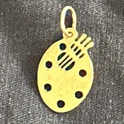 14K Yellow Gold Artist Charm Paint Brushes and Holder Pallet.  New! 