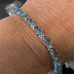 Swiss Blue Topaz & Silver Bracelet