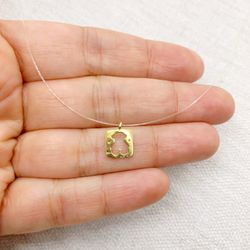 Nylon choker gold Plated 18 k bear charm necklace