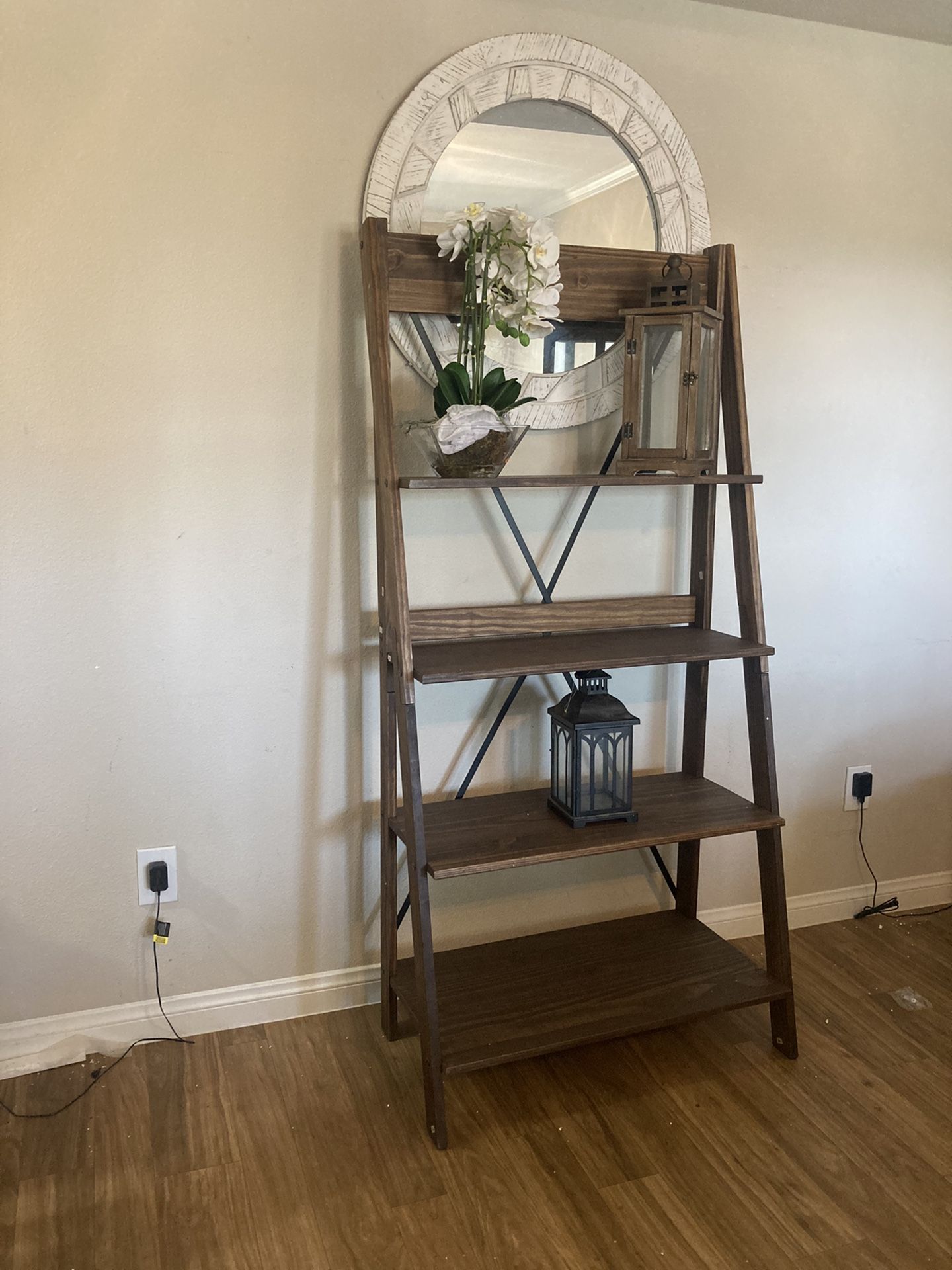 New Leaning Ladder Shelf In Rustic Wood By Walker Edison 🚚 Delivery Avail 