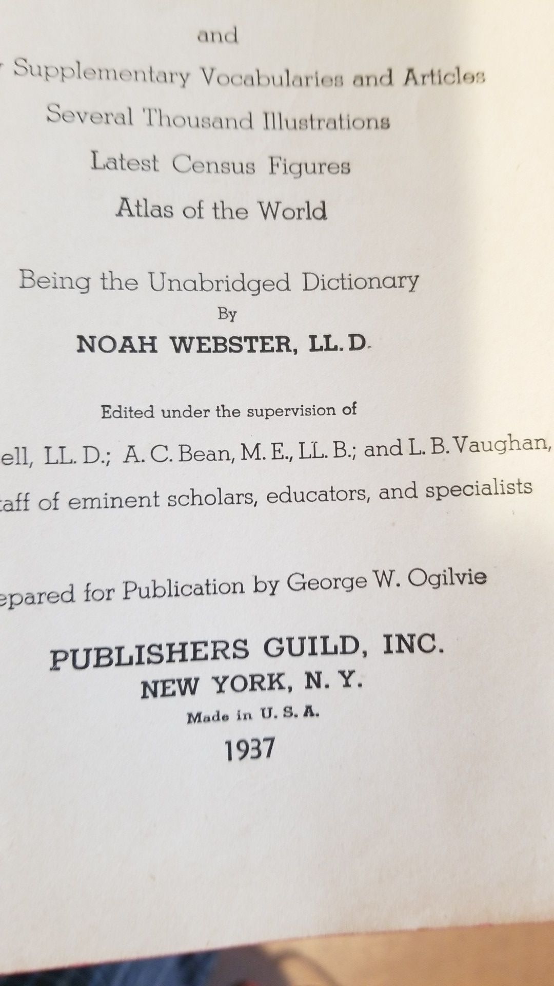 1938 Webster's Twentieth-Century Dictionary Unabridged