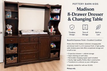 Pottery Barn Kids Madison Changing Table & Dresser Hutch – Espresso