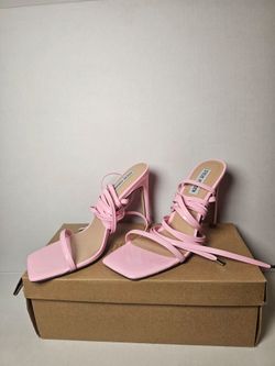 Steve Madden Pink Patent Leather Strappy High Heel Sandals Size 8.5 NEW Womens