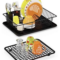 Dish Drying Rack, Swedecor Dish Rack with Drain Tray, Grid Drying Rack for Kitchen Countertop, 2 Piece Set