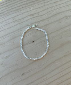 Silver Rope Link Bracelet 8”