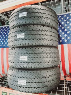 ✅ 4 USED TIRES LT285/60R20 FIRESTONE TRANSFORCE AT2 ALL SEASON 10PR LOAD E 285 60 20