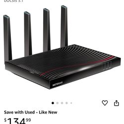 Netgear Nighthawk Cable Modem Router Combo C7800, AC3200. DOCSIS 3.1