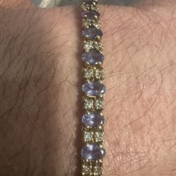 14 Karat Gold Tanzanite and Diamond Tennis Bracelet  #13734
