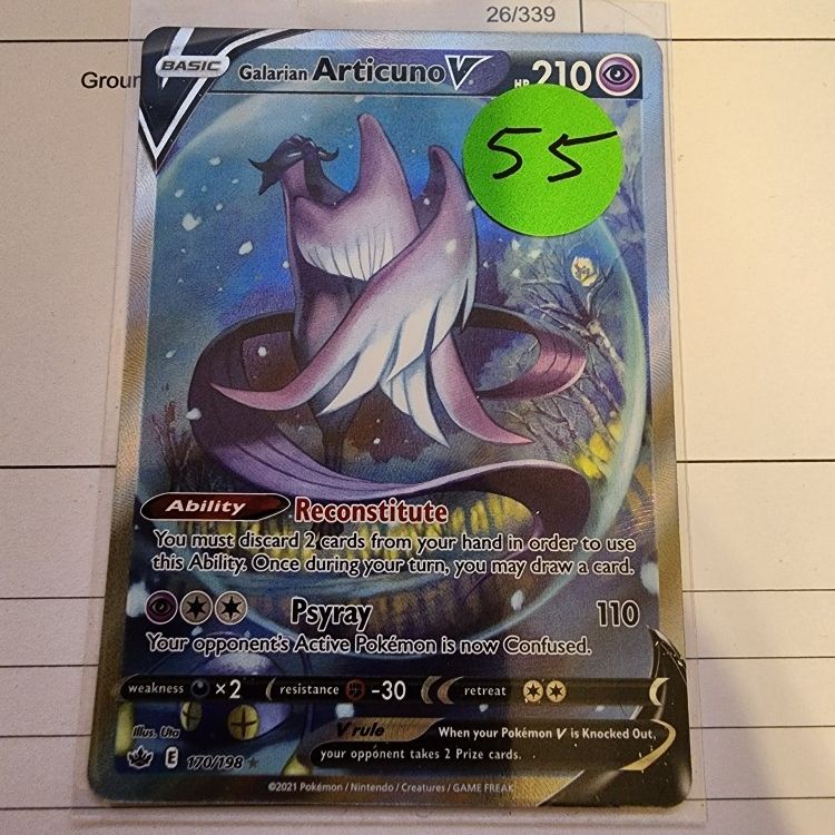 articuno v pokemon card Galarian Articuno V TG16/TG30