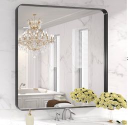 Large Black Metal Frame Wall Mirror NIB