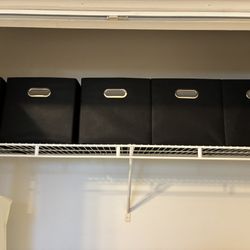 Set of 5 Black Storage Bins