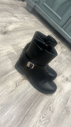Michael Kors Black Mid-Calf Boots with Buckle Detail