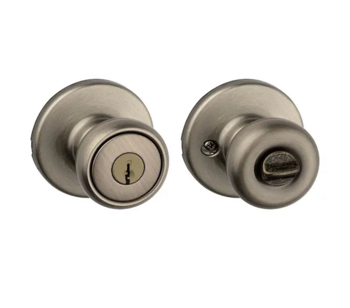 Kwikset Tylo Antique Brass Exterior Entry Door Knob Featuring Micron Technology