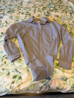 Woman Size XS PINK Blue Solid Woven Long Sleeve Button-Up Shirt