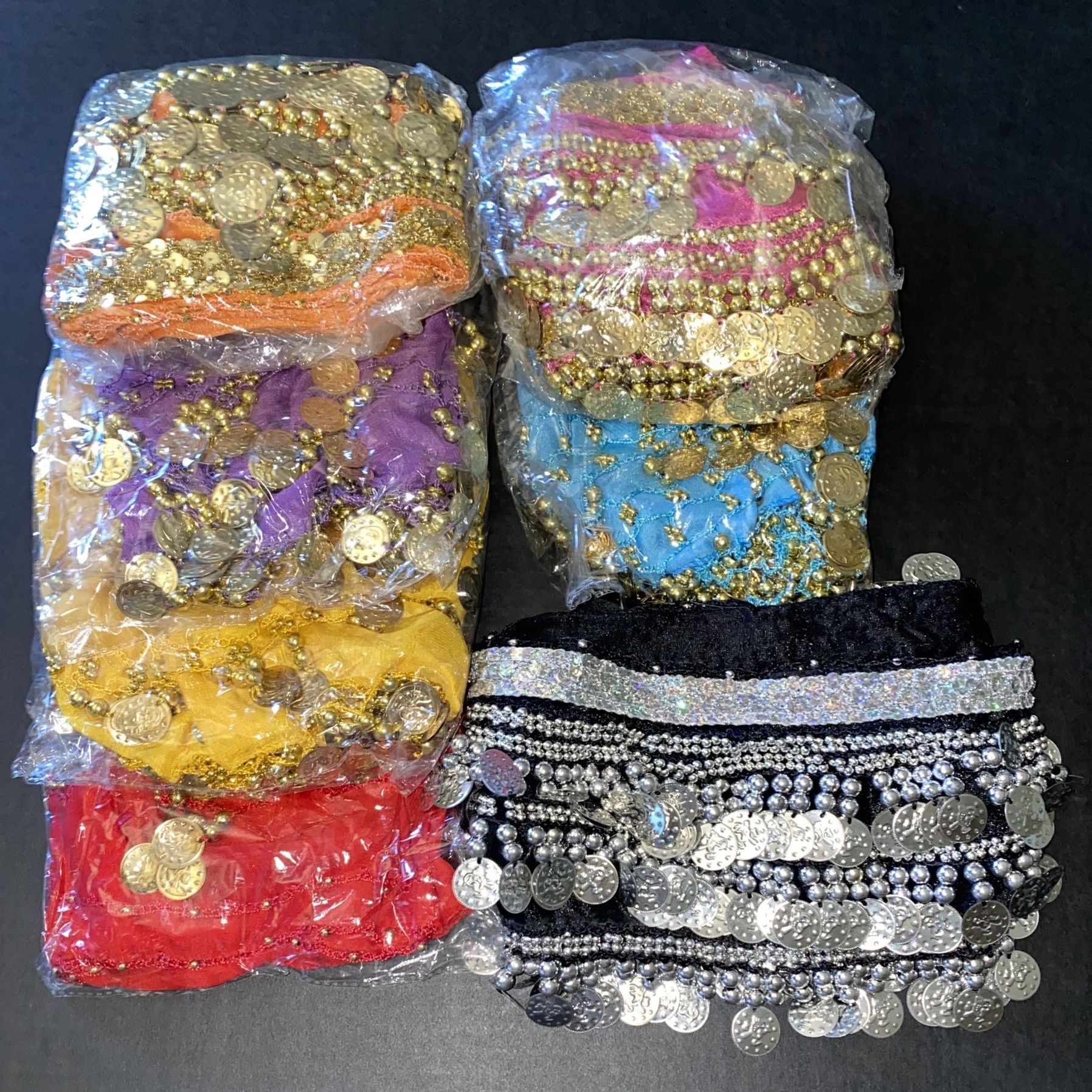 New 7 Coin Wrap Hip Scarves In 7 Colors Belly Dance Zumba Party