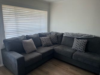 Gray Fabric L-Shaped Sectional Sofa