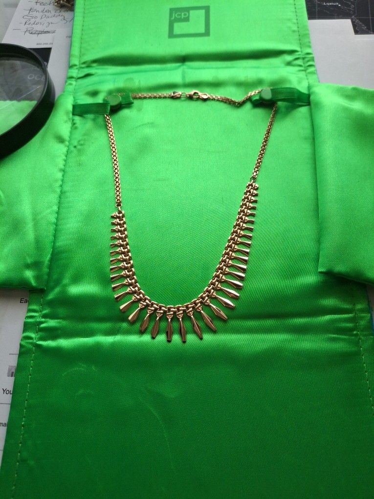 Fringe Cleopatra Style Necklace 9.25 Silver