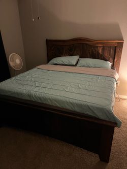 KING SIZE BED with Mattress and dresser with mirror