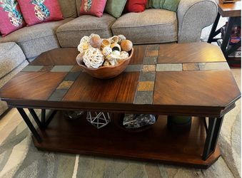 Wood Slate Top Coffee + End Table