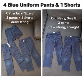 Navy Blue Uniform - Kids Size 8 - 4 Pants & 1 Shorts - Old Navy & Cat& Jack