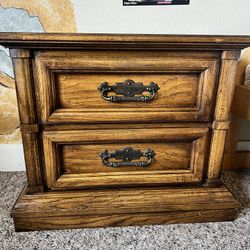 Vintage Wood Dresser And Night Stand 