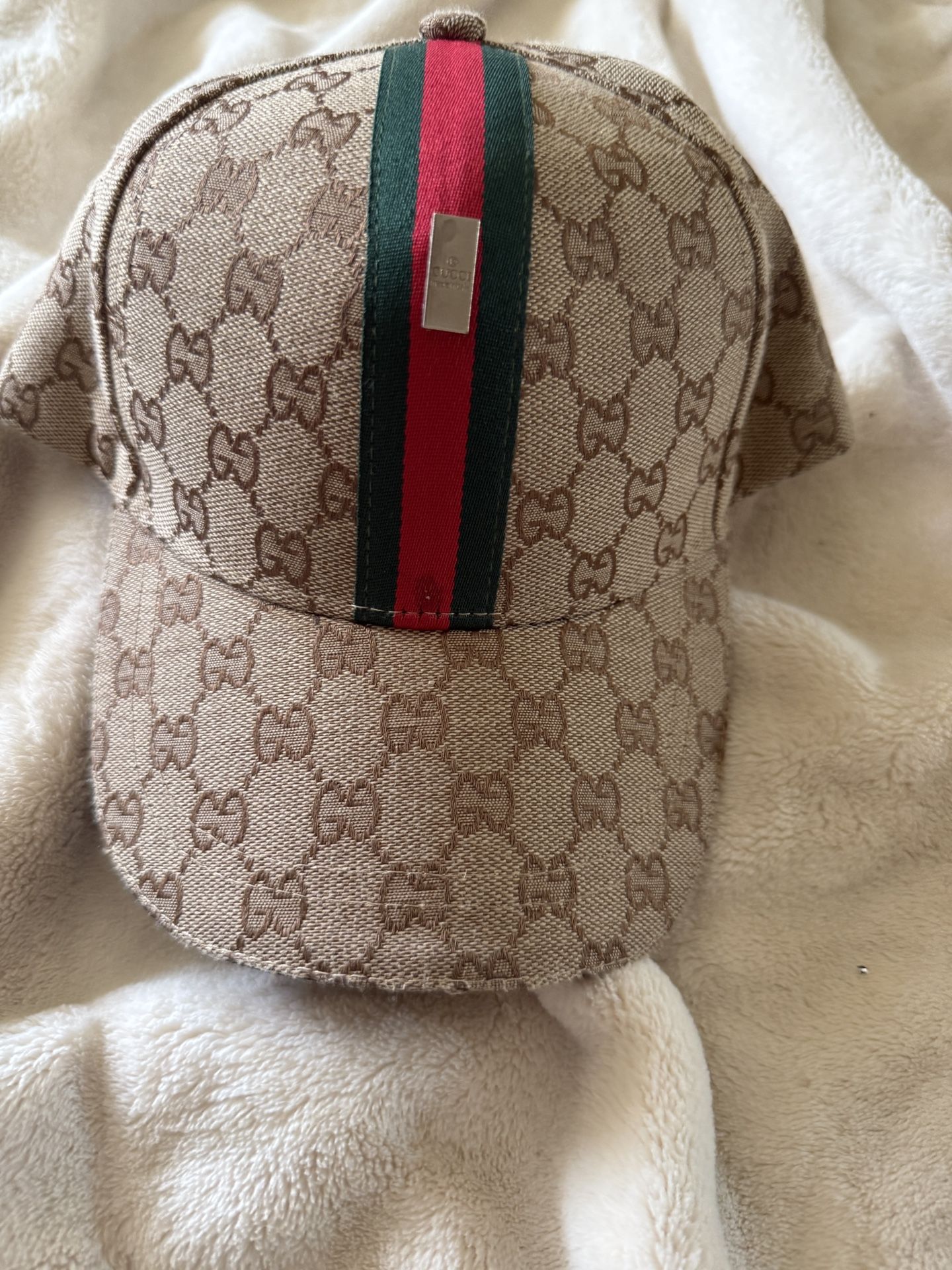 Used Adjustable Gucci Hat With Leather Buckle Strap