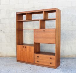 Mid Century Danish Teak Wall Unit Room Divider