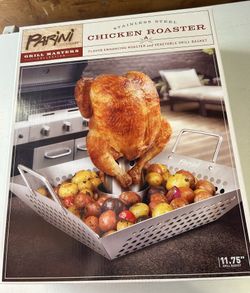 Parini Cookware Stainless Steel Chicken & Vegetables Roaster Grill Basket NWT