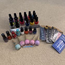 Nail Polish & Press on Nail Stickers + Remover Bundle Set