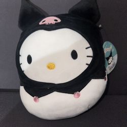 Squishmallow Hello Kitty with Kuromi hoodie