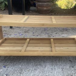 Two tier bamboo shoe rack