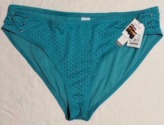 Time And Tru Womens Green Eyelet Low Rise Bikini Bottom Size 1X (16W - 18W) NWT