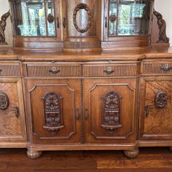Antique Dining Hutch Side Board Buffet Table