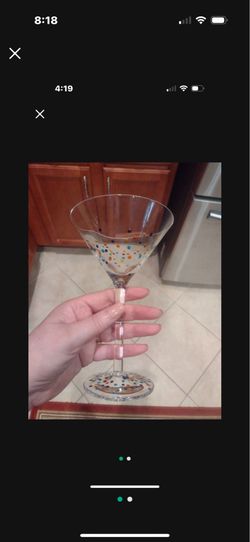 Set Of 4 Martini Glasses, Confetti Pattern