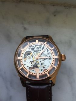 Stuhrling Rose Gold Leather Watch