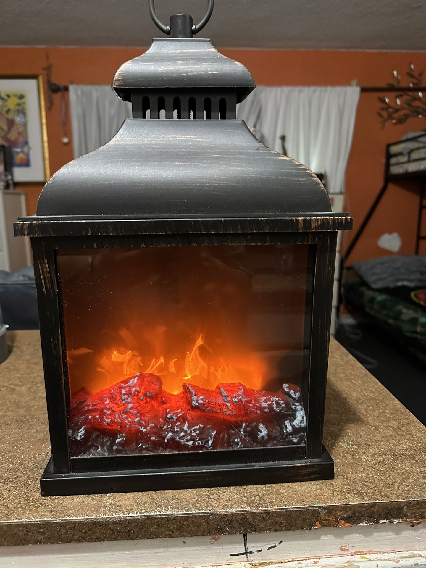 mini indoor outdoor flame fireplace lantern LED