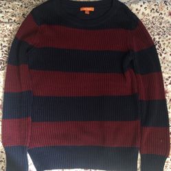 Burgundy And Navy Blue Knitted Sweater