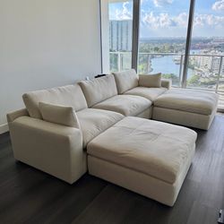 NEW Beige Linen Cloud Couch Sectional