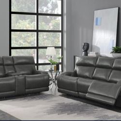AUTOMATIC RECLINING REAL GENUINE LEATHER SOFA SET 
