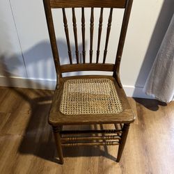 Antique Oak Cane Seat Side Chair