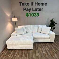 LINDYN IVORY 2-PIECE LAF SECTIONAL