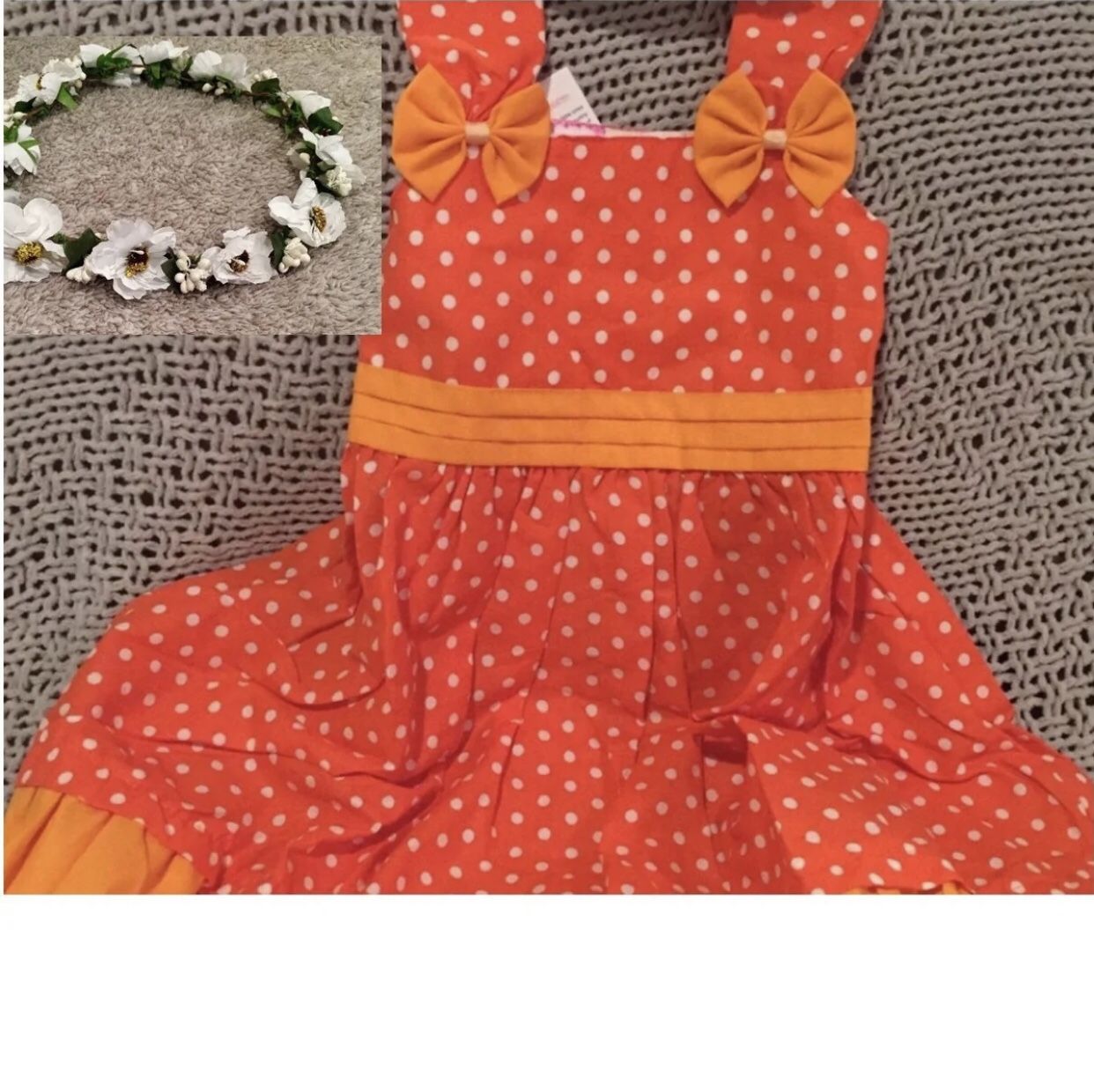 NWT 2T Boutique Orange Polka Dot Dress Outfit