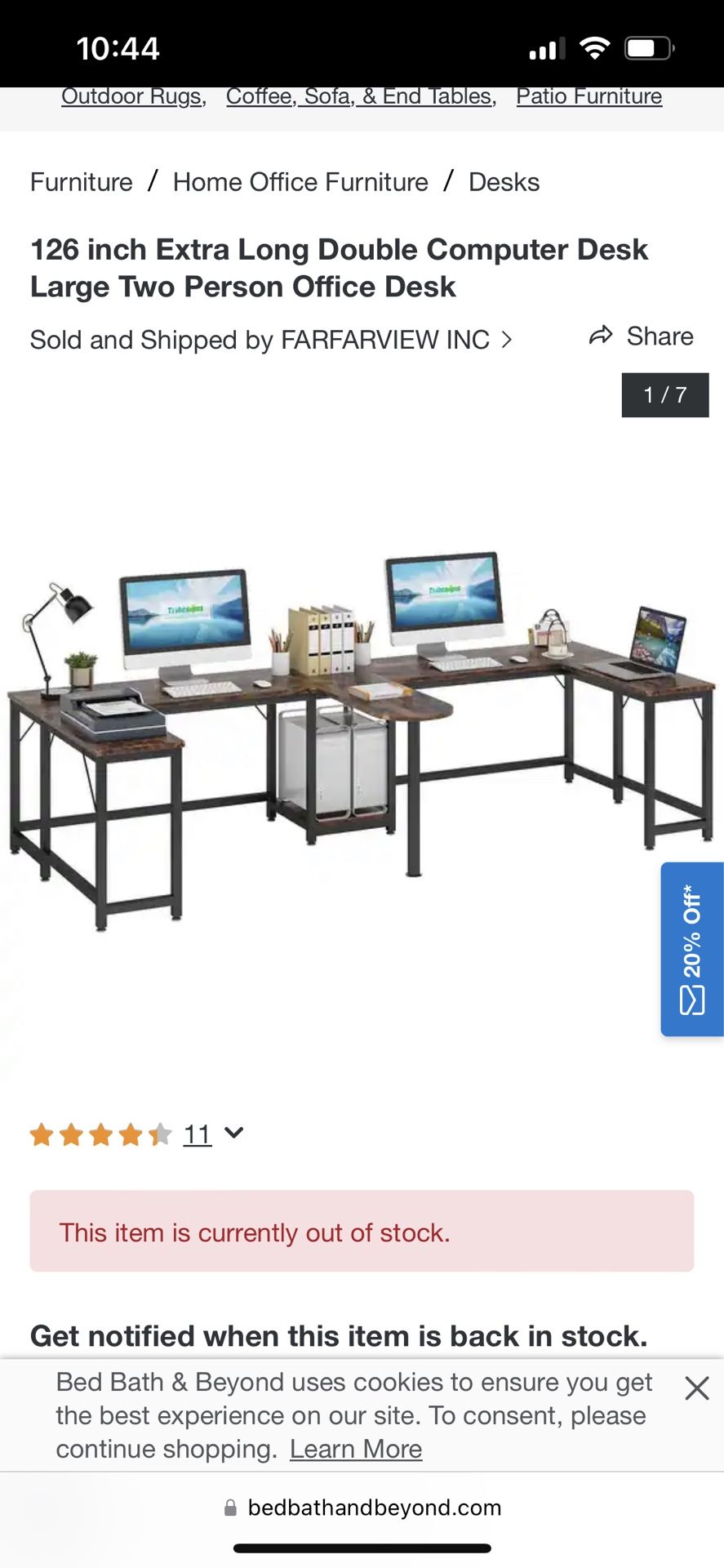 126 inch Extra Long Double Computer Desk Large Two Person Office Desk