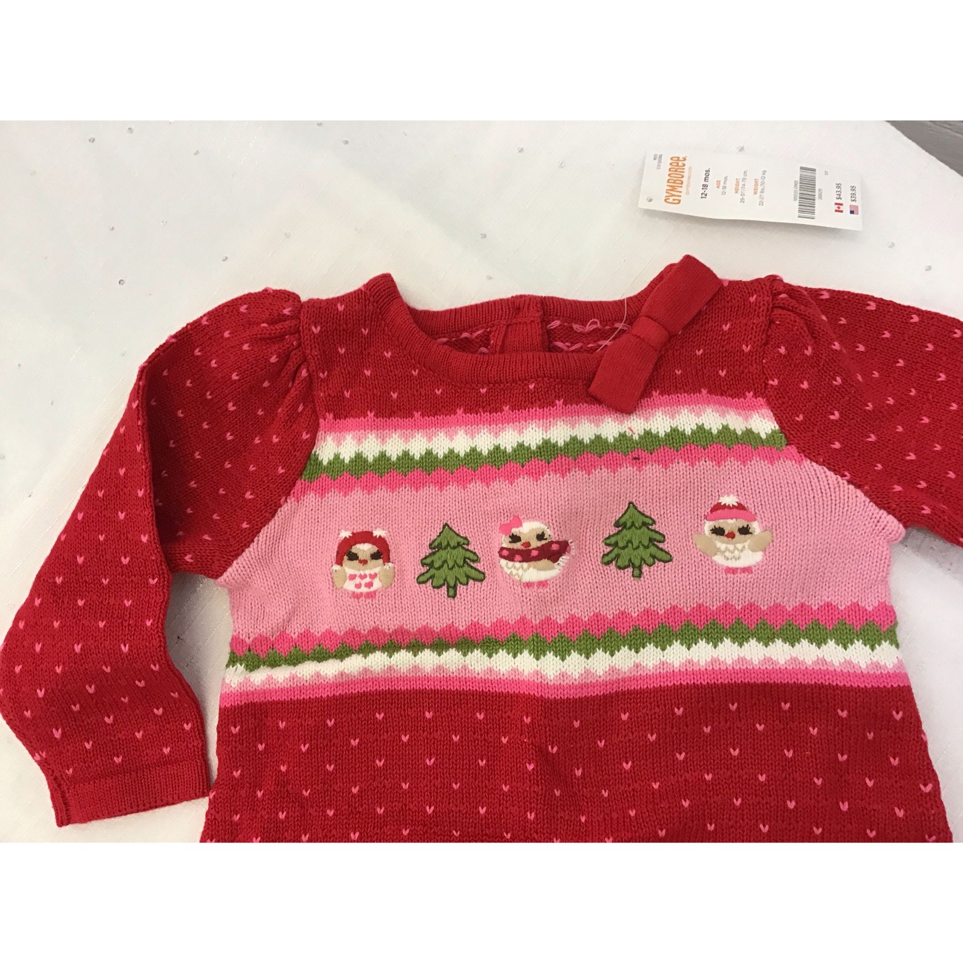 Gymboree red knit sweater dress tunic with cute owls size 12-18m new with tags
