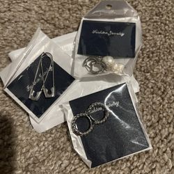 Set Of 3 Silver Earrings Never Worn
