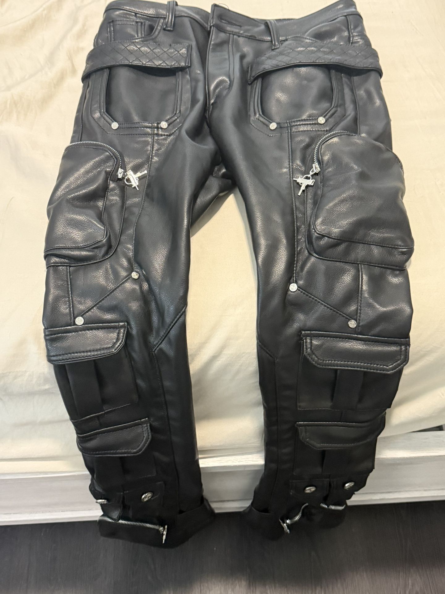 GUAPI Leather Cargo Pants – Size 34 – Never Worn 🔥