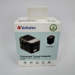New Verbatim Universal Travel Adapter 3 x USB-C 15W / 2 x USB-A 12W 32122