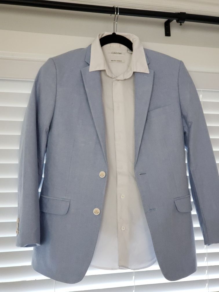 Boys 2 piece suit w/white collard button up (size 16)