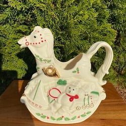 Lennox Santa's Holiday Toy Shop Rocking Horse Teapot/pitcher with rider as lid