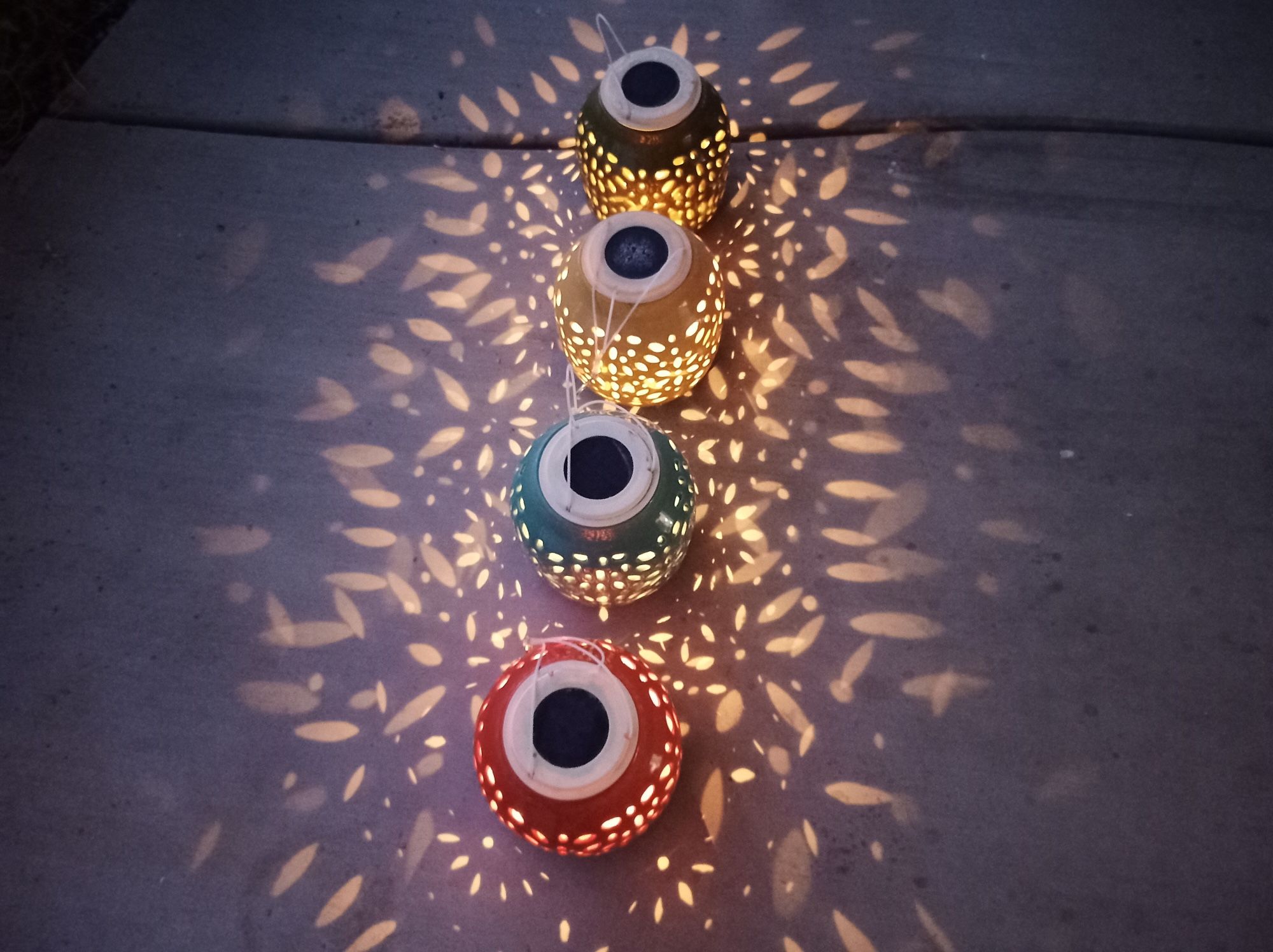 Solar Ceramic Lantern Led Light Candle Holder Set Of 4